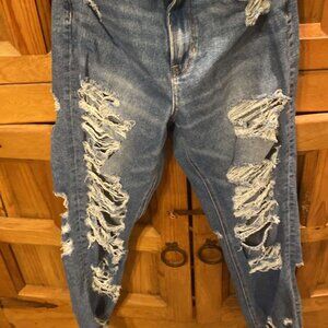 AE size 10 ripped jeans, zipper front, four pockets.
